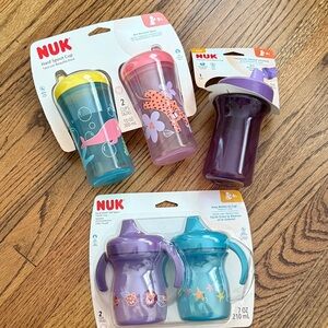 Set of 3 Nuk Hard and Soft Spout Cups - Purple, Blue, Yellow